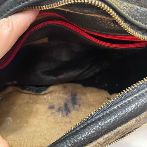 Vintage Fred Eisen Leather Designs Mail Bag Handcrafted Black Distressed Leather - Picture 8 of 11